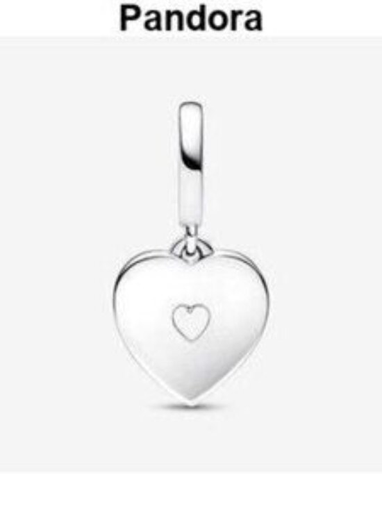 Pandora Pearlescent White Heart Double Dangle Charm - Picture 2 of 5